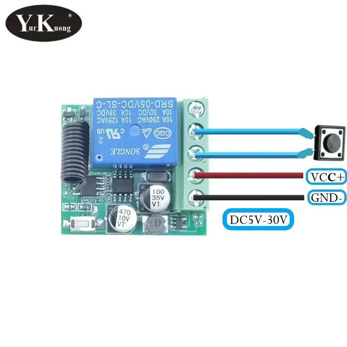 Commutateur à télécommande DC5V-30V récepteur DC12V-24V émetteur à distance DC12V 14V 18V 24V 1527 PCB conseil installent le bouton externe