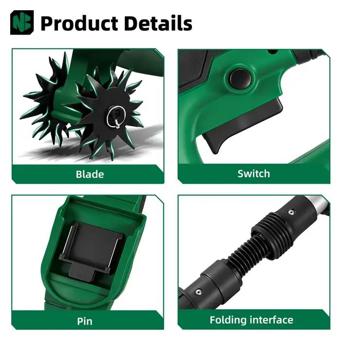 NEWBENY cultivateur de motoculteur électrique tondeuse à gazon Portable outil de tournage de sol de jardin sans fil pour broche de batterie Makita
