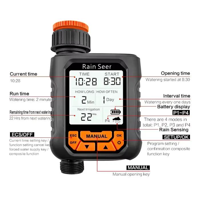 Soudeur grand écran LCD minuterie d'eau étanche IP65 maison jardin irrigation