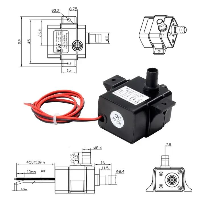 Mini pompe à eau Submersible Ultra silencieuse DC 12V 3.6W 240L/H débit