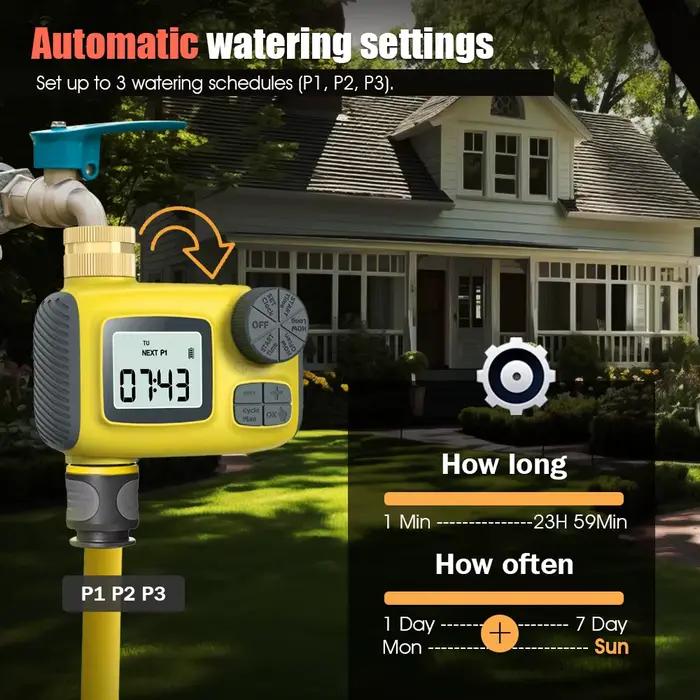 Programmateur d'arrosage programmable 1/2/3/4 voies pour jardin avec fonction de report de pluie