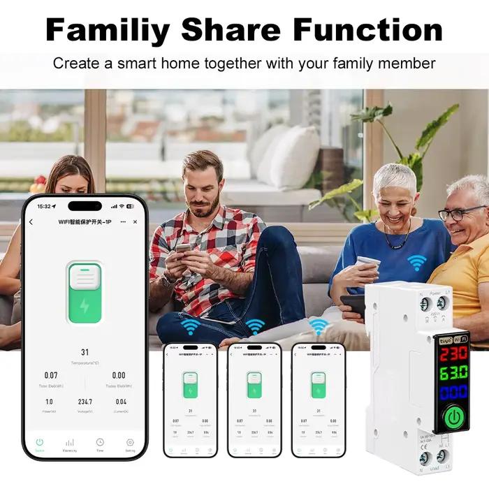 Disjoncteur intelligent WIFI Manhot avec affichage LED et mesure