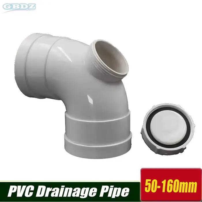 Tuyau de drainage en PVC bride coudé 90 degrés avec port d'inspection pour systèmes d'évacuation d'eaux pluviales balcon terrasse sous-sol garage drainage industriel irrigation agricole facile à installer résistant aux températures extremes