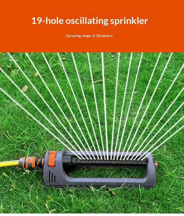 Arroseur oscillant 4-en-1 avec 19 trous et modes de pulvérisation réglables pour jardin