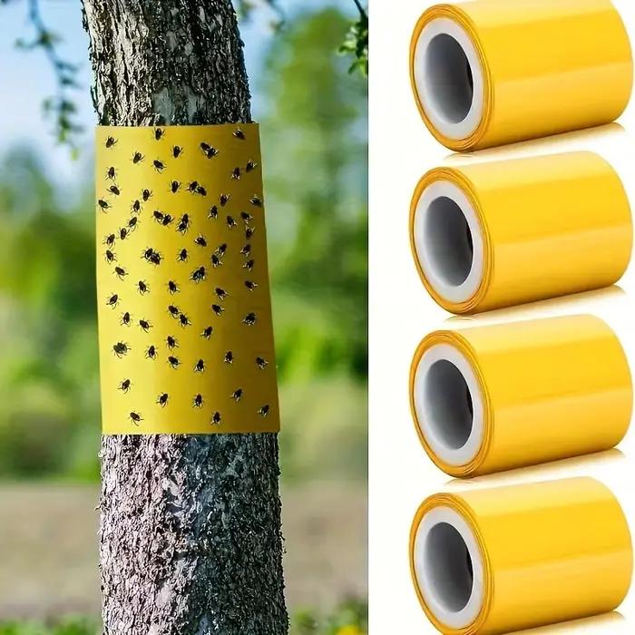 1 rouleau de ruban adhésif anti-insectes double face jaune pour empêcher les insectes