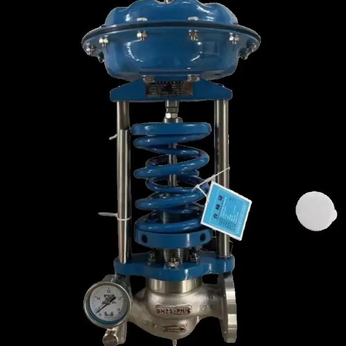 Vanne de régulation de pression auto-régulante en acier inoxydable pour applications de gaz.