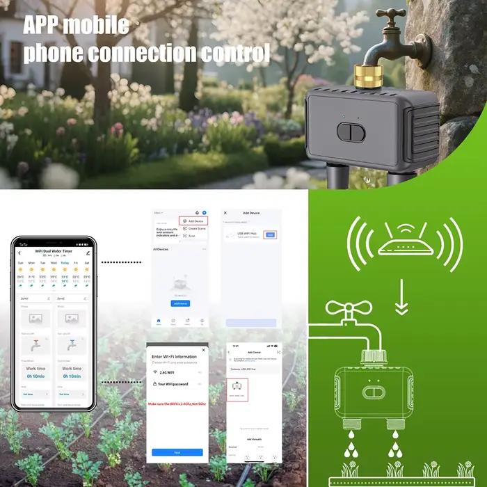 Tuya WiFi intelligent 2 zones minuterie d'arrosage Bluetooth système