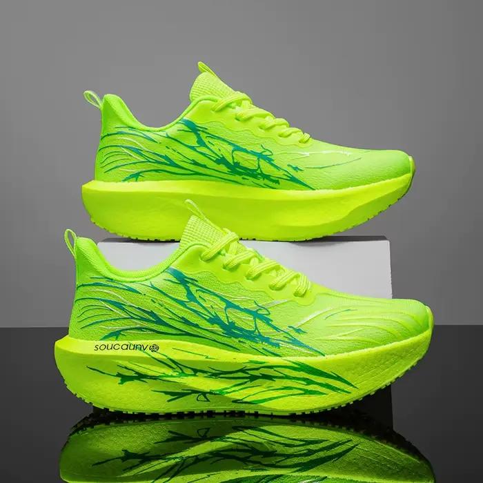 Chaussures de course de marathon pour hommes, plaque en carbone, absorption des chocs, chaussures de sport hautement élastiques, antidérapantes, chaussures d'entraînement sportives pour femmes