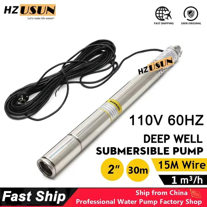 Pompa Submersible 110V 2 pouces de diamètre pour irrigation haute pression pour jardin et utilisation domestique avec certification CE et profondeur de forage jusqu'à 30m