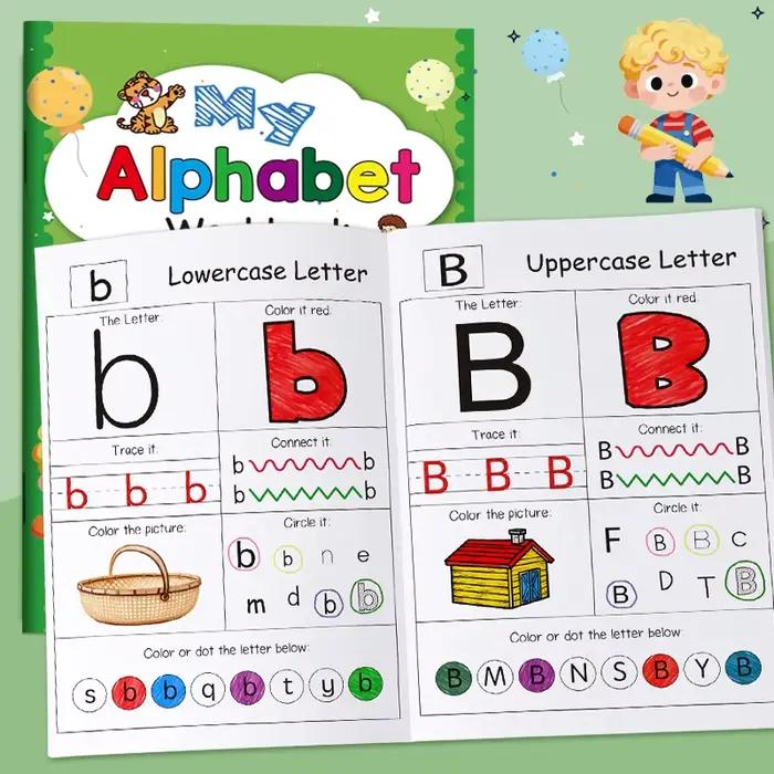 Lettres A-Z Alphabet phonique pratique cahier d'exercices apprentissage préscolaire langue anglaise maternelle écriture livre de coloriage Montessori