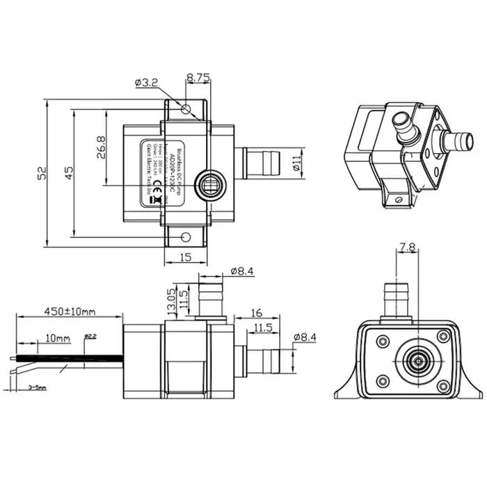 Mini pompe à eau Submersible Ultra silencieuse DC 12V 3.6W 240L/H débit