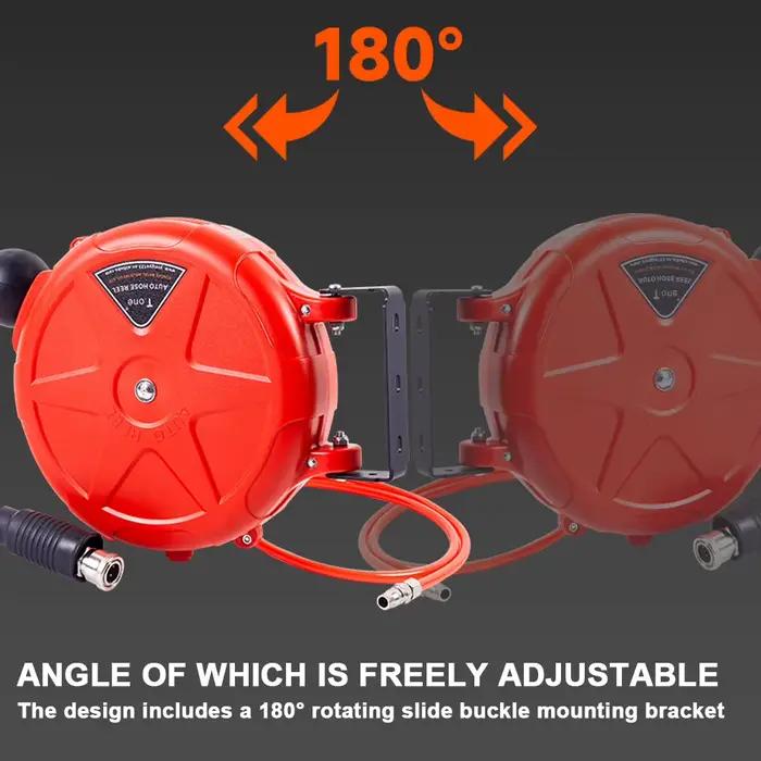 Enrouleur de tuyau à rembobinage automatique robuste de 10m avec bobine de montage mural Compatible eau/air à coupleur rapide pour industriel et Commercial