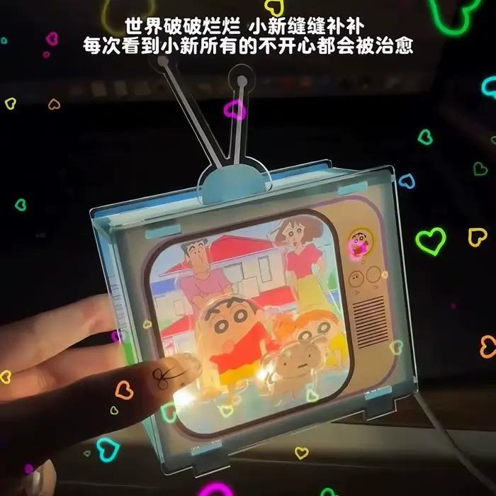 Crayon Shin-chan figurine acrylique veilleuse, Shinnosuke chambre salon lampe lumière douce lampe de chevet de protection des yeux pour le sommeil