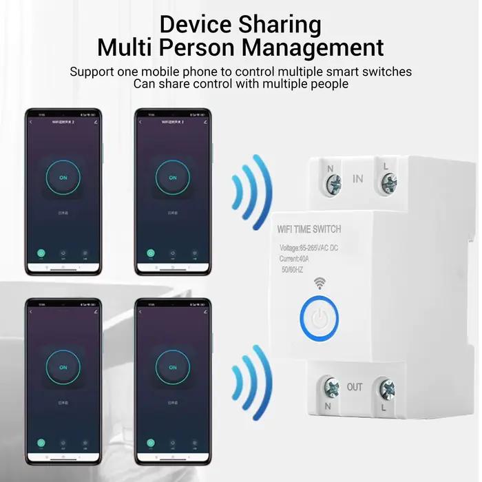 Minuteur intelligent WiFi 2P 40A programmable avec contrôle par application et commande vocale pour la maison