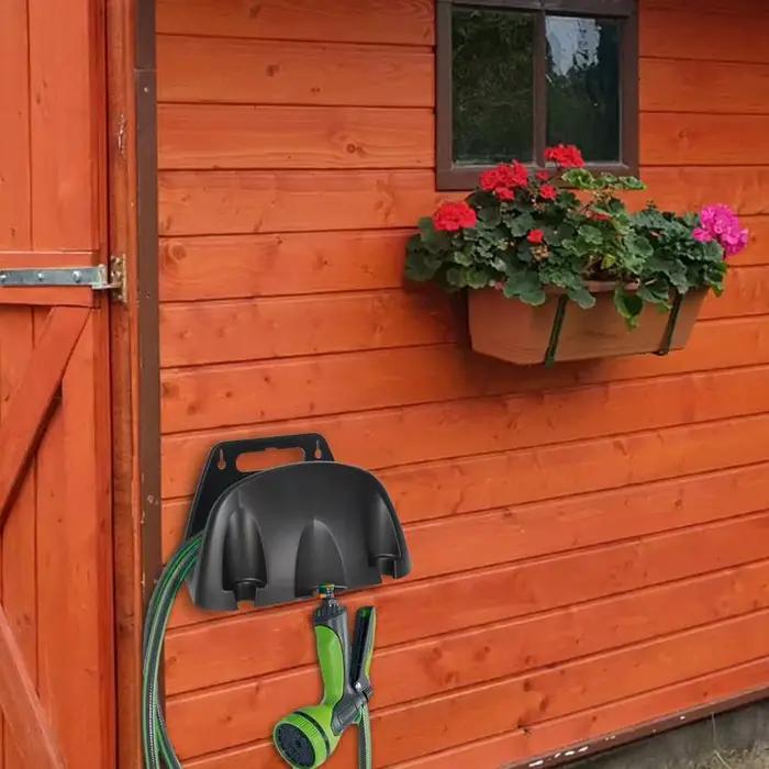 Support mural de tuyau d'eau durable en caoutchouc réglable pour rangement et organisation du jardin et de l'espace extérieur