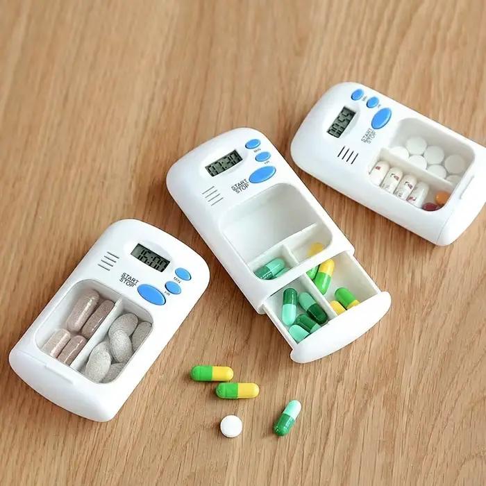 Mini pilule Portable rappel alarme de médicaments minuterie boîte électronique organisateur LED affichage étui à médicaments réveil rappel boîte à pilules