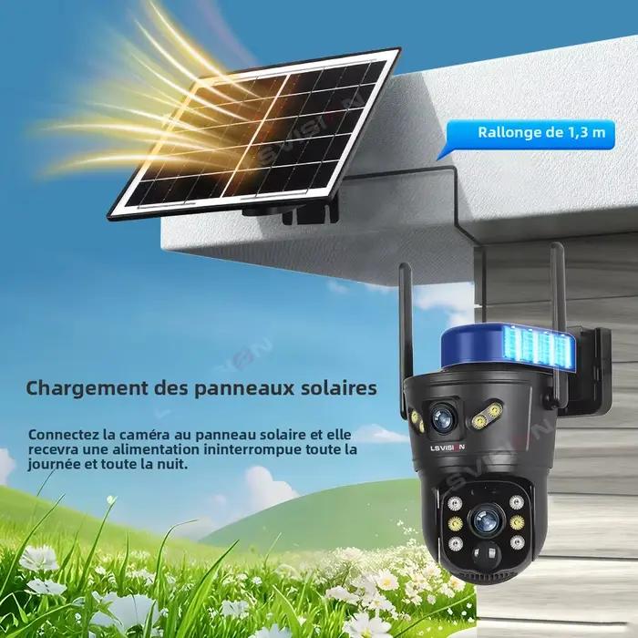 LS VISION 8MP 4G caméra solaire double objectif 2 écrans WiFi PTZ suivi automatique caméra de Surveillance panoramique étanche avec batterie