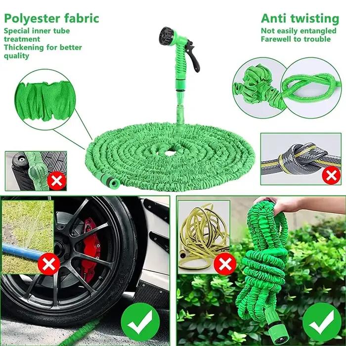 Tuyau d'arrosage rétractable avec buse de pulvérisation haute pression pour lavage de voiture arrosage jardin nettoyage terrasse et nettoyage domestique 7 modes de pulvérisation facile à ranger et utiliser