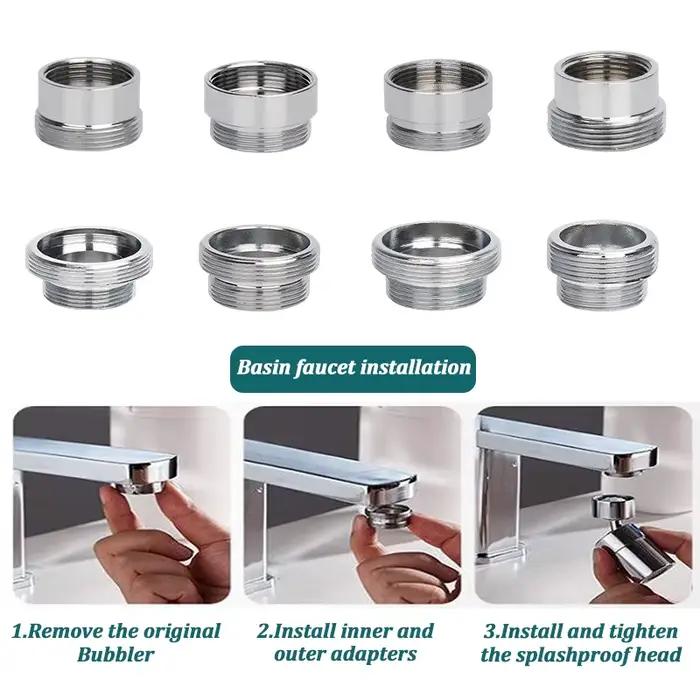 Ensemble d'adaptateur de robinet de cuisine 18 / 20 / 22 / 24mm à 22mm avec rondelle métal mâle femelle économie