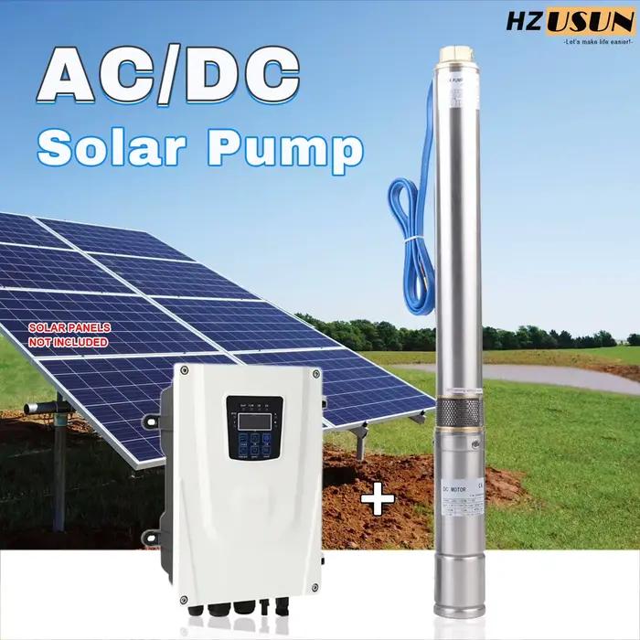 Pompe à eau solaire submersible hybride 3-en-1 pour puits profond avec contrôleur MPPT