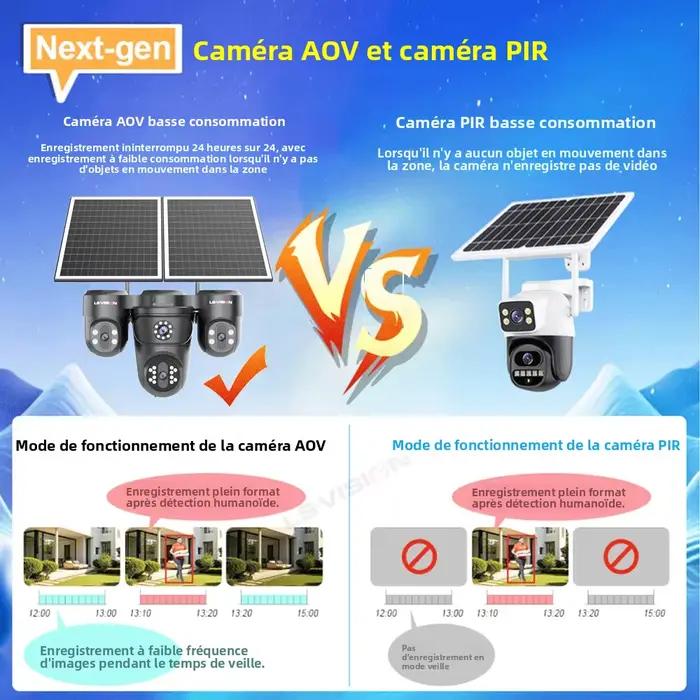 Caméra de surveillance extérieure solaire LS VISION AOV 4G SIM, 4 objectifs, zoom automatique, suivi, zoom optique 12X, caméra de sécurité CCTV, enregistrement 24/7