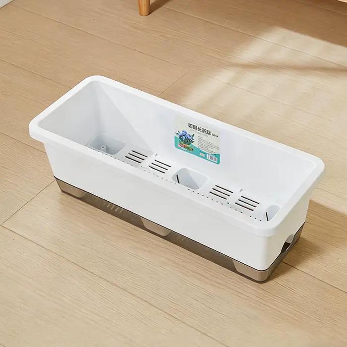 Jardinière auto-arrosante rectangulaire avec trou de drainage et indicateur de niveau d'eau pour légumes
