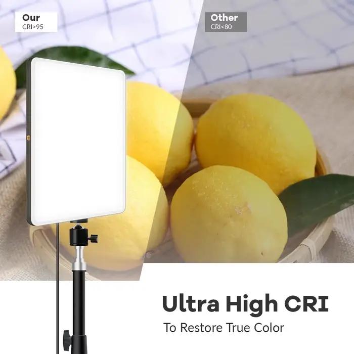 Lampe vidéo LED avec trépied professionnel, télécommande, éclairage de panneau à intensité variable, pour studio photo et photographie en direct