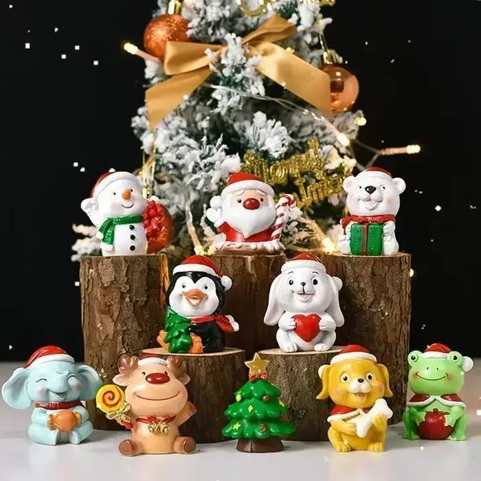 Série de noël artisanat résine Animal fête créative Mini arbre de noël vieille fille enfants mignon cadeau décoration de la maison fournitures décor