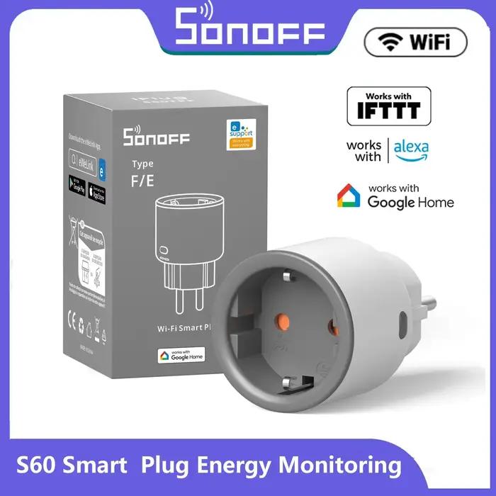 Prise WiFi Intelligente Sonoff S60 EU Surveillance Energie Programmation Minuterie Controle App Commande Vocale Scene Intelligent Protection Sûreté Durabilité Occasions Particulières