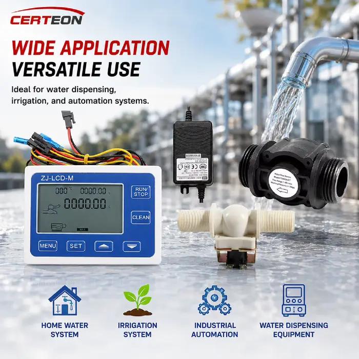 Contrôleur de Dosage LCD ZJ-LCD-M pour Tube 1 Pouce Débitmètre 0.1-9999L/Gal Contrôle Quantitatif Industriel Pétrole Chimie Agroalimentaire Affichage Numérique