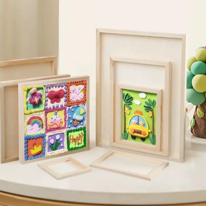 Cadre en bois vierge pour artisanat, multi-tailles, pour créations DIY, décoration de fête, ornement de bureau, artisanat pour enfants