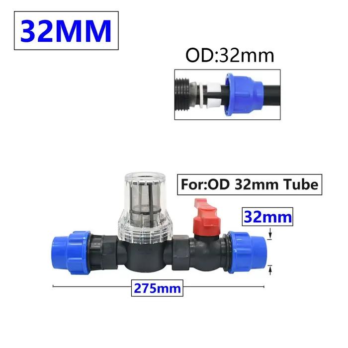 Raccord de tuyau de filtre d'arrosage 25mm 32mm DN15 DN20