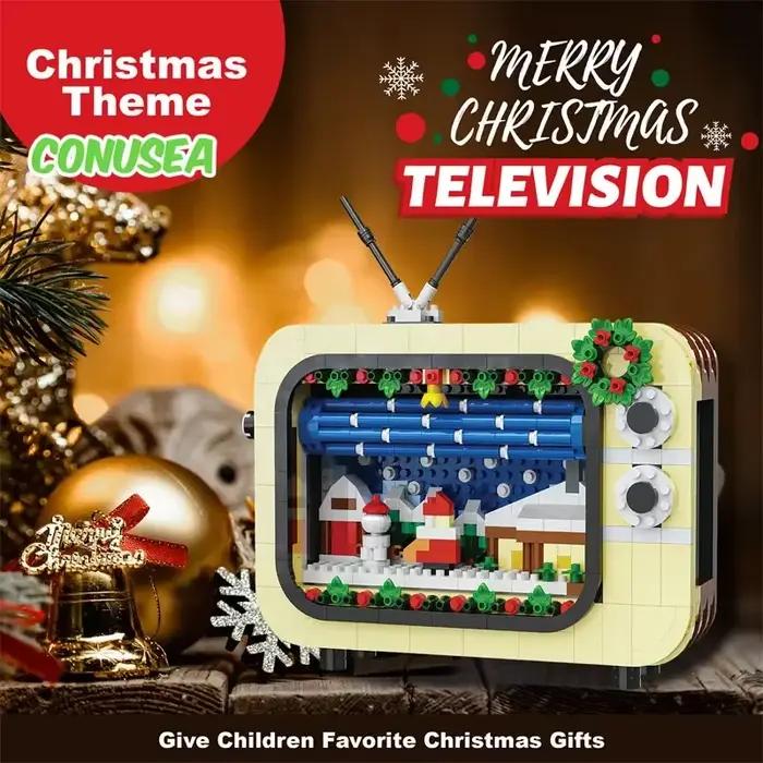Cadeaux de Noël, blocs de construction TV, jouet d'assemblage DIY, télévision en briques, cadeaux du Nouvel An, jouets de construction pour enfants, filles et garçons