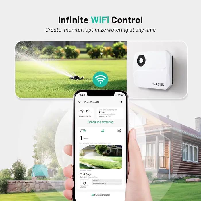 Contrôleur d'arrosage INKBIRD 4 zones avec WiFi, minuterie d'arrosage automatique pour jardins résidentiels et commerciaux occasions spéciales