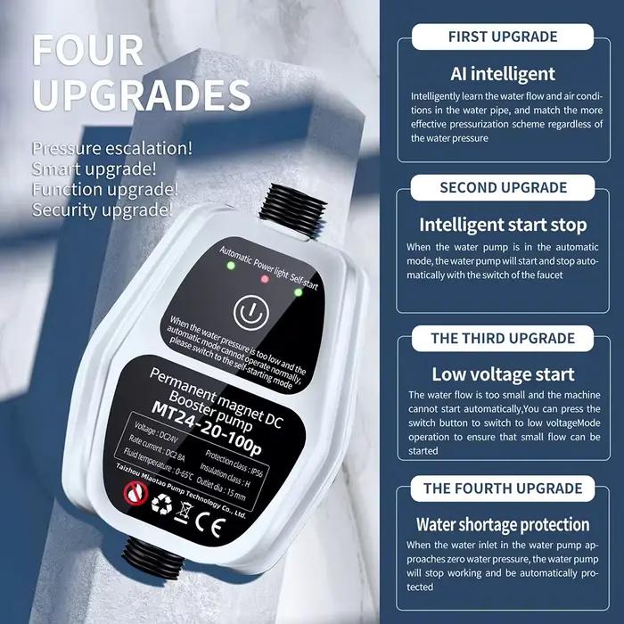 Pompe de surpression 100W 24V automatique silencieuse pour augmenter la pression de l'eau 25L/MIN