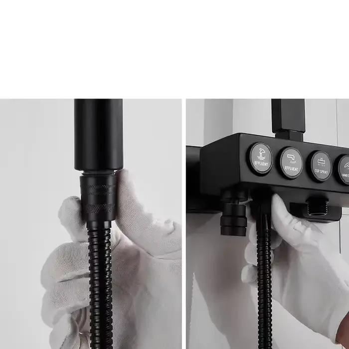Tuyau nouveau tuyau d'arrosage tuyau d'eau de jardin Flexible SUS304 tuyaux de douche noir accessoires salle de bains 1.5/2M Extension extensible