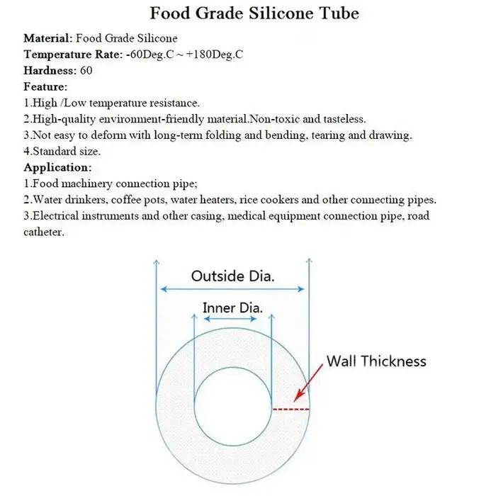 Tuyau en caoutchouc de Silicone de qualité alimentaire