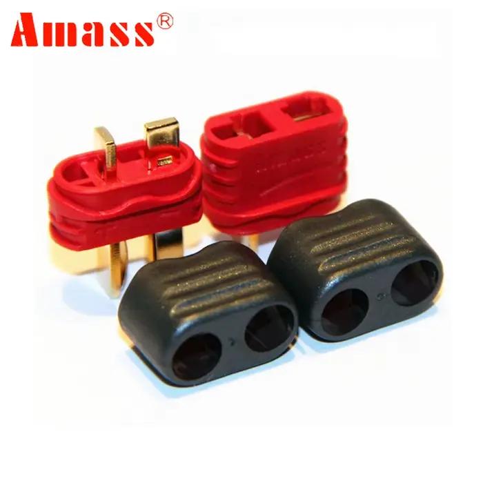 Amass – connecteurs mâles femelles Deans, 50 paires, prise en T, balle en laiton à 2 broches avec couvercle gaine, prise en T pour Batteries Lipo, pièces de modèle RC