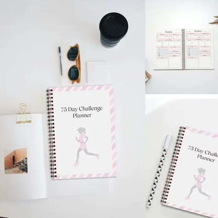 Planificateur de défi de 75 jours, Plan de fitness, livre d'enregistrement de perte de poids, carnet de notes quotidien