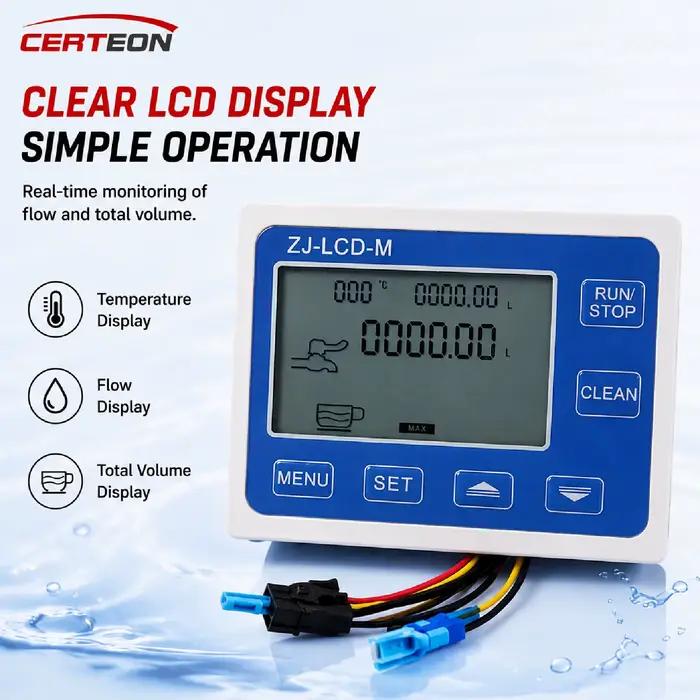 Contrôleur de Dosage LCD ZJ-LCD-M pour Tube 1 Pouce Débitmètre 0.1-9999L/Gal Contrôle Quantitatif Industriel Pétrole Chimie Agroalimentaire Affichage Numérique