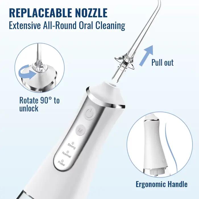Irrigateur dentaire buccal, fil dentaire, Machine à laver la bouche, 5 buses, 3 Modes, Rechargeable par USB, réservoir de 300ml