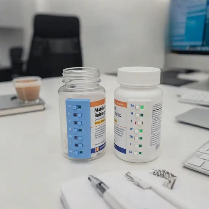 Nouveau Enregistreur de rappels de médicaments réutilisable 2026, Aide à la mémoire pour les rappels et la gestion quotidiens des médicaments, pour divers flacons de pilules