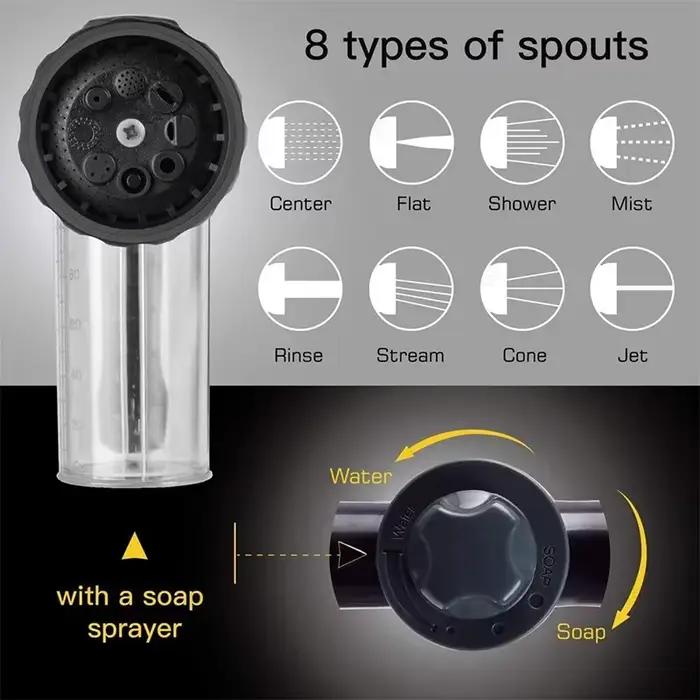 Pulvérisateur à Jet d'arrosage Arden avec récipient en mousse – Buse de tuyau réglable multifonctionnelle pour l'engrais et le lavage