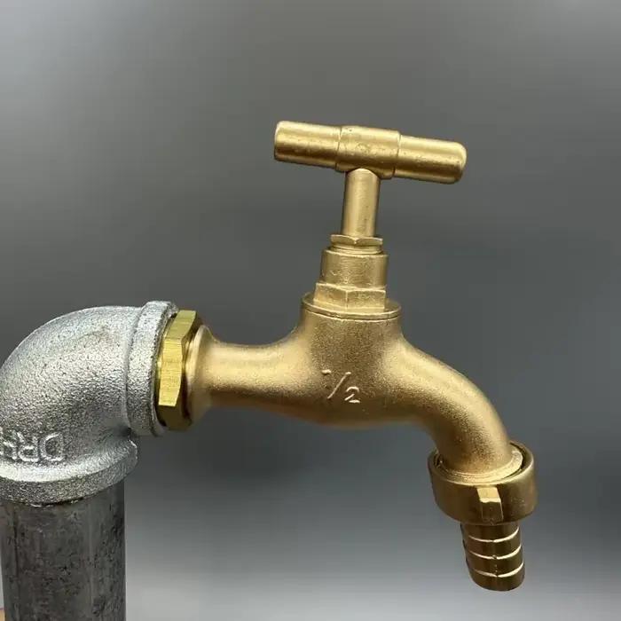 Robinet de jardin en alliage de zinc 1/2 pour irrigation industrielle et domestique avec double raccord