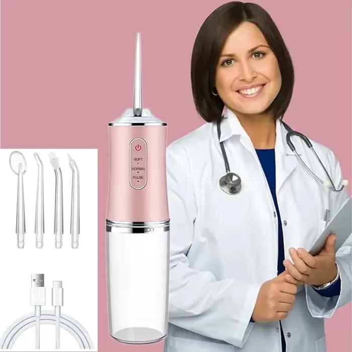 Irrigateur Chevportable USB, hydropulseur dentaire, jet d'eau, outils de sélection de livres, dents, 200ml, 4 buses