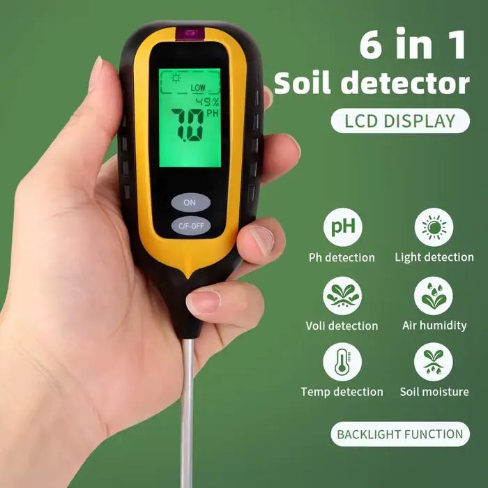 Testeur de sol numérique 6 en 1 multifonctionnel analyseur de fertilité du sol pH température luminosité humidité mesureur de lumière pour jardiniers et amateurs de plantes occasions spéciales