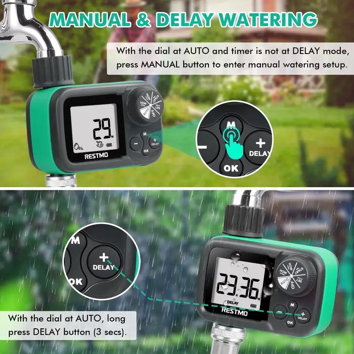 Programmateur d'arrosage automatique à vanne à boisseau pour basses pressions – Idéal pour l'irrigation des pelouses