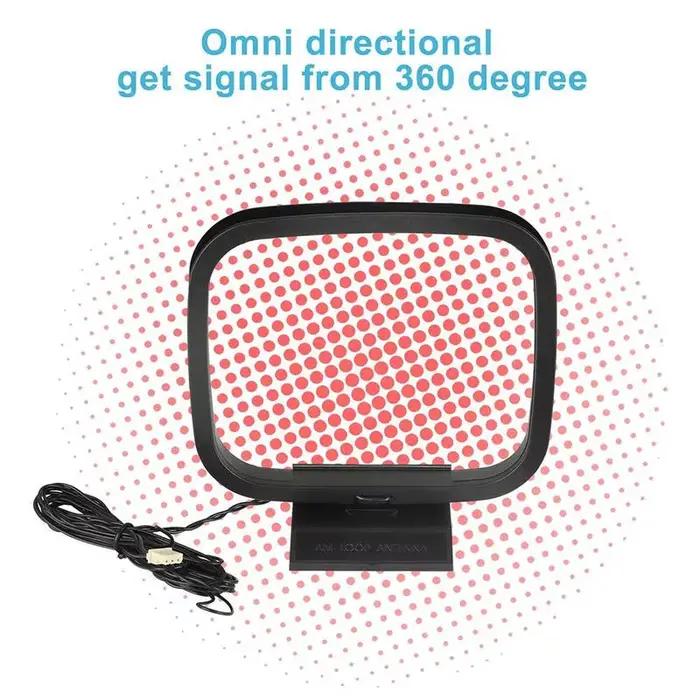 Antenne radio AM FM à boucle, 360° °   Antenne réceptrice omnidirectionnelle pour système audio haute fidélité