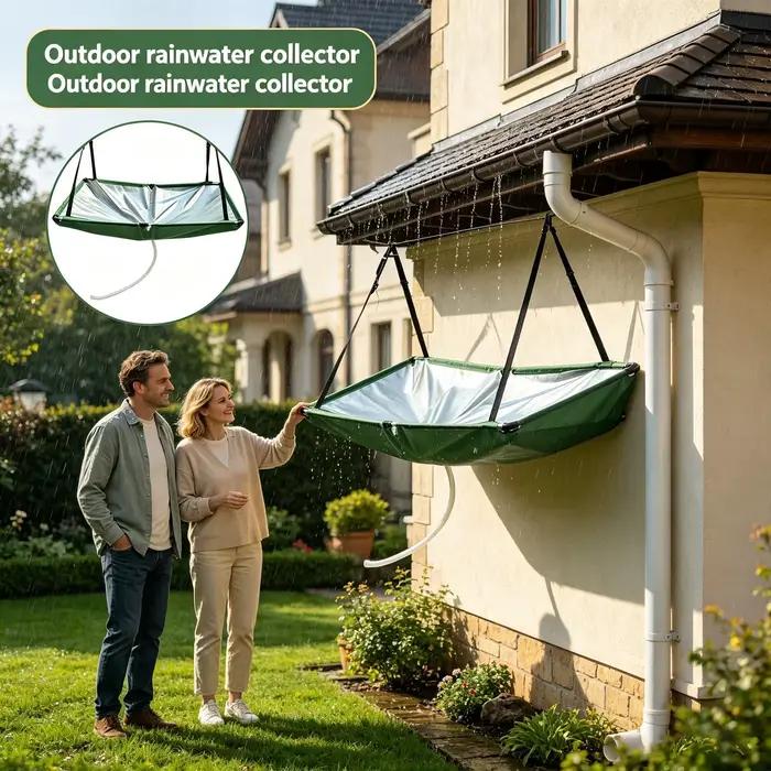 Collecteur d'eau de pluie pour jardin, tissu de récupération d'eau avec tuyau, filtre attrape-pluie pour pelouse, extérieur, jardin, balcon, camping