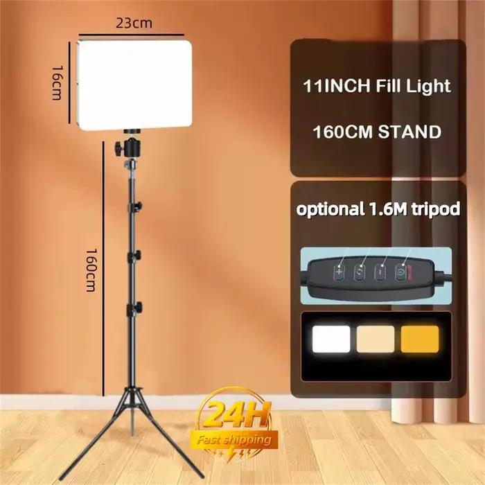Lampe vidéo LED avec trépied professionnel, télécommande, éclairage de panneau à intensité variable, pour studio photo et photographie en direct